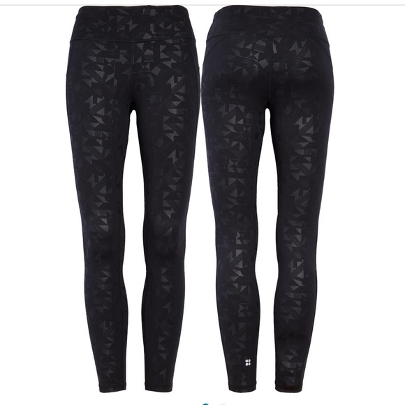 Sweaty Betty Pants - Sweaty Betty All Day Embossed Leggings Black Block Emboss Print